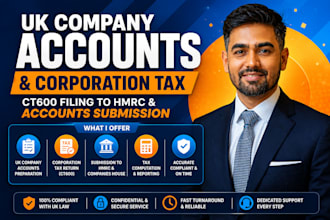 prepare UK company accounts, file ct600 and corporation tax return
