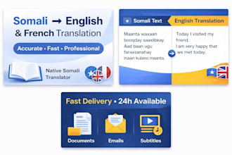 translate somali to english or french accurately and fast