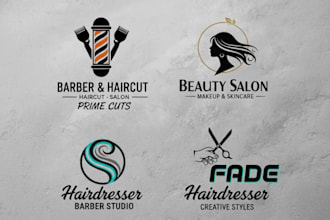 do logo for barber, haircut, saloon, fade, makeup, skincare, hairdresser