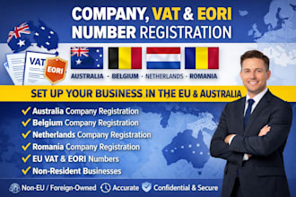 do vat eori, company registration in australia, belgium, romania, netherland