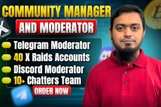 be your telegram community manager, moderator or 10 chatters in crypto project