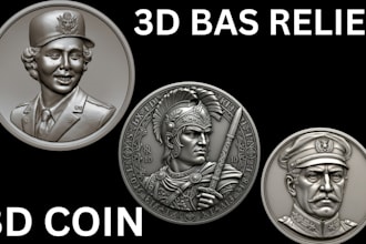 design custom 3d coin model 3d bas relief cnc 3d medallion for 3d printing