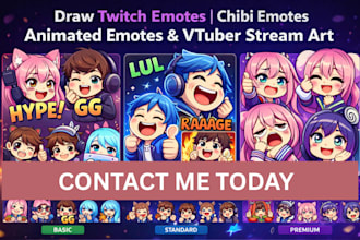 draw twitch emotes chibi emotes animated emotes vtuber for stream