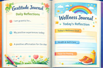 do custom journal design calendar workbook design fillable PDF gratitude journal