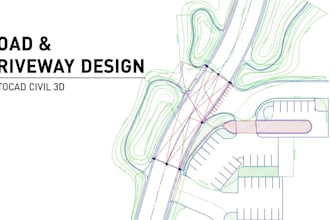design road driveway entrance site plan using autocad civil 3d