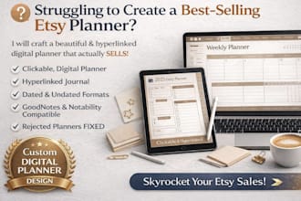 design custom adhd digital planner, hyperlinked planner for ipad and goodnotes
