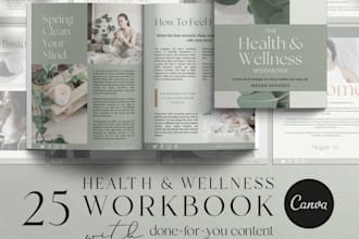 design editable canva ebook workbook journal for health fitness wellness brand