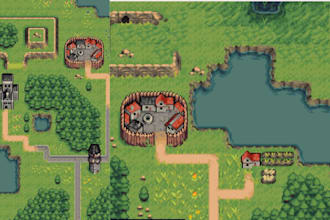 create 2d top down pixel art tileset, tilemap, game environment, and rpg assets