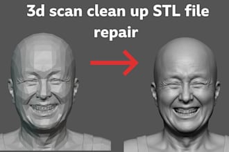 do 3d scan cleanup fix mesh retopology repair 3d model stl file for 3d printing