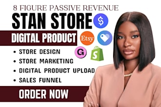 setup stan store, stan store marketing, shopify  store payhip website gumroad