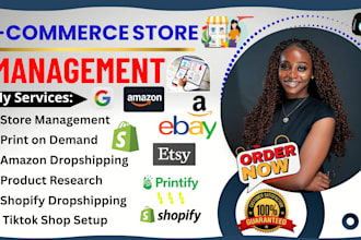 do ecommerce store marketing, shopify manager, tik tok shop, etsy, amazon, ebay