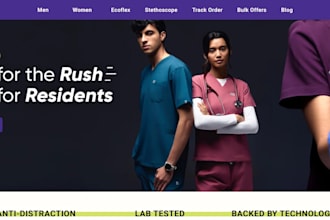 build medical clothing website, scrub website, lab coat store, medical supplies