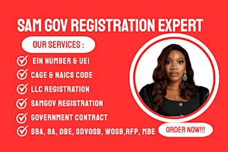 sam gov registration, ein, llc,  uei, wosb , naics, mbe, 8a, 501c3, cage code