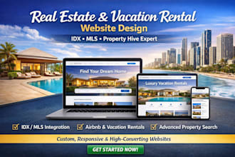 design real estate website vacation rental airbnb website idx mls property hive