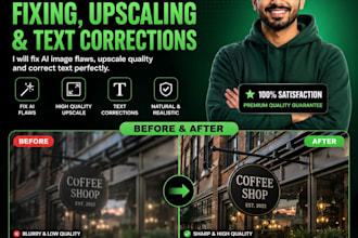 ai images flaw fixing, upscaling, and text corrections