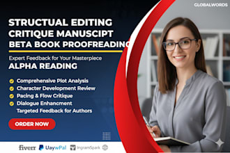 structural editing critique manuscript for beta book proofreading alpha reading