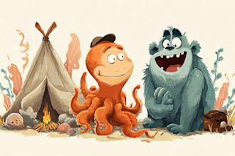 draw a cute and funny cartoon illustration