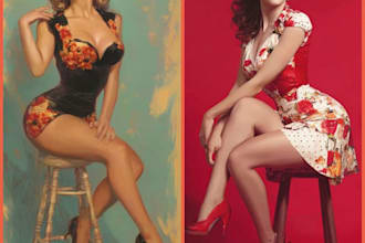 draw a pin up girl and pin up girl character art