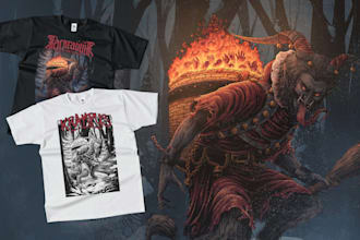 draw dark art, horror, metal art t shirt illustration