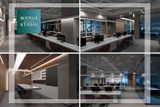 design and render office, workplace, studio, and corporate interiors