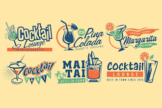 design high quality vintage cocktail bar logo in 1 day
