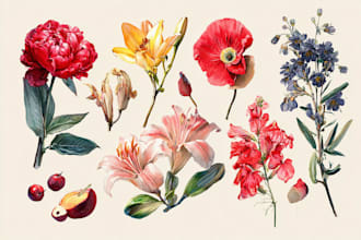 design awesome botanical fruits plant illustration