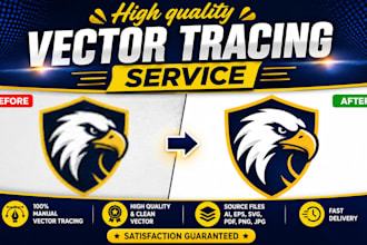 manually cleanup or convert jpg to vector logo tracing, redesign jpg in vector