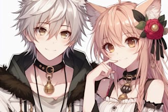 draw cute anime couple for you