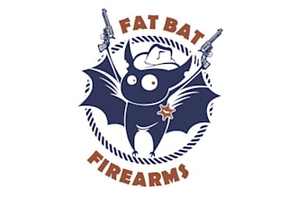 design unique modern fat bat firearms logo