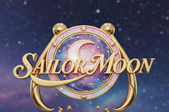 design a cute magical girl anime inspired logo in sailor moon style