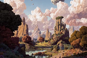 create stunning fantasy landscape, background illustration