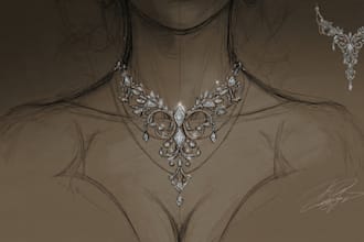 draw a jewelry design, illustration or a sketch of jewelry