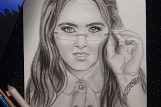 draw a realistic charcoal portrait from your photo