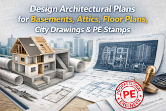 design architectural plan for basement attics, floor plan, mep drawing, pe stamp