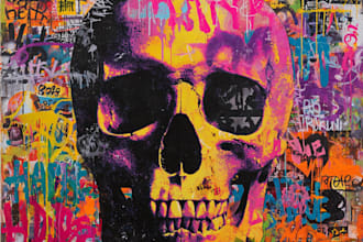 draw graffiti designs murals and wall art or skateboards