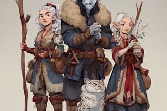 draw original dnd or rpg character art mpas party for you