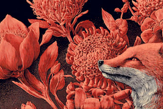 illustrate botanical and animal linocut illustration