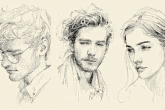 sketch your portrait in detailed line art style