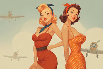 pin up girl and pin up girl illustration