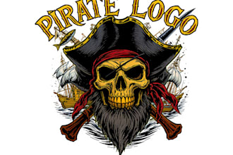 design a professional and unique pirate logo for your brand