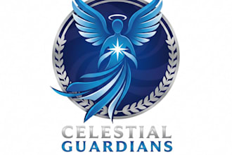 design a sleek and powerful blue angel logo for your brand
