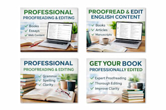 professionally proofread and books and english content