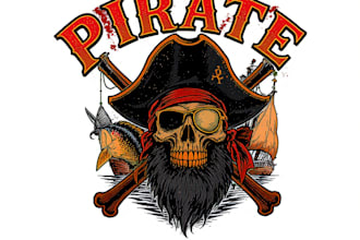 design a unique and fierce pirate logo for your brand