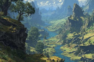 a fantasy landscape design illustrations