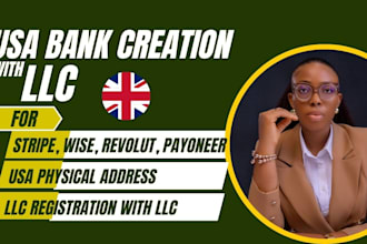 do usa bank creation, stripe, wise, revolut, payoneer, physical address with llc