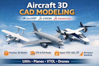 do aircraft 3d cad modelling on openvsp, catia and solidworks