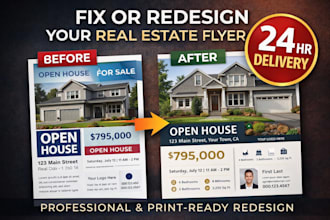 fix or redesign your real estate flyer within 24 hours