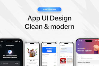 design clean mobile app UI in figma for ios, android