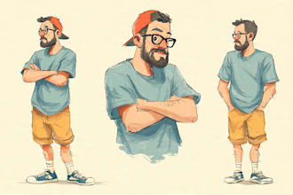 create hand drawn cartoon illustration
