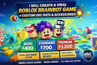 develop viral roblox brainrot game, custom ugc hats and accessories